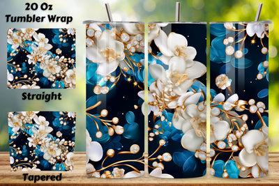 Celestial Orchid Elegance Tumbler Wrap, Seamless Design PNG Sublimation FloridPrintables 