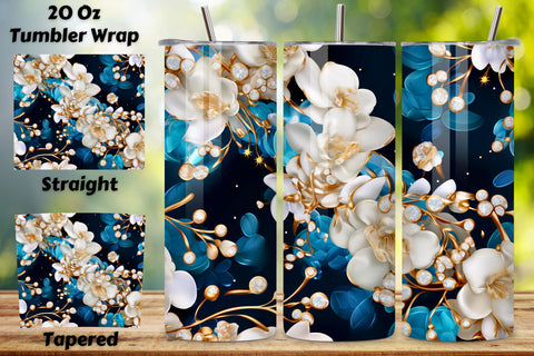 Celestial Orchid Elegance Tumbler Wrap, Seamless Design PNG Sublimation FloridPrintables 