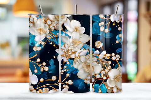 Celestial Orchid Elegance Tumbler Wrap, Seamless Design PNG Sublimation FloridPrintables 