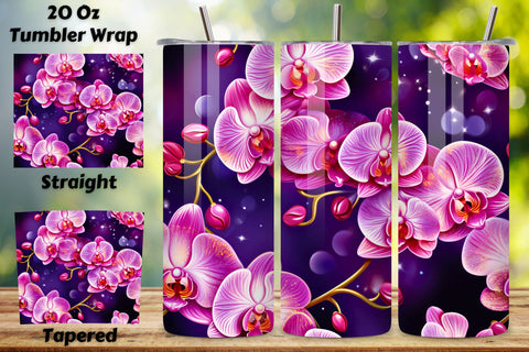 Celestial Orchid Tumbler Wrap, Seamless Design PNG Sublimation FloridPrintables 