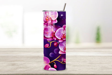 Celestial Orchid Tumbler Wrap, Seamless Design PNG Sublimation FloridPrintables 
