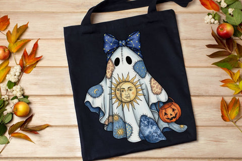 Celestial Patchwork Ghost PNG| Halloween Ghost Sublimation Png. Sublimation CosmosFineArt 