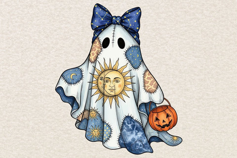 Celestial Patchwork Ghost PNG| Halloween Ghost Sublimation Png. Sublimation CosmosFineArt 