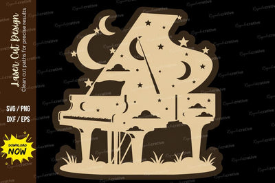 Celestial Piano Moon Scene Laser Cut SVG File SVG Regulrcrative 
