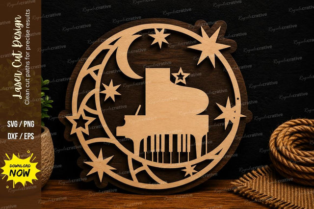 Celestial Piano Star Frame Laser Cut SVG File SVG Regulrcrative 