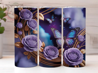 Celestial Rose Butterfly Tumbler, Butterfly Tumbler, Elegant 20oz Wrap, Sublimation Design, Stylish Gift Idea, Rose Butterfly Wrap, Celestial Floral Tumbler Sublimation Lara' s Designs 