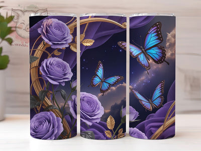 Celestial Rose Butterfly Tumbler, Butterfly Tumbler, Elegant 20oz Wrap, Sublimation Design, Stylish Gift Idea, Rose Butterfly Wrap, Celestial Floral Tumbler Sublimation Lara' s Designs 