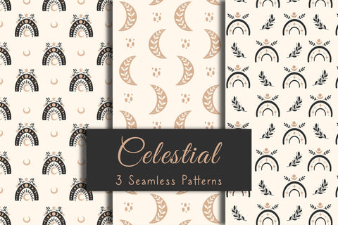 Celestial Seamless Patterns Digital Pattern Rin Green 