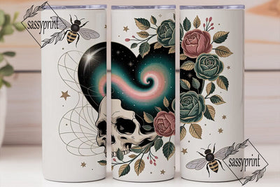 Celestial Skull & Roses Tumbler Wrap Sublimation sassyprint 