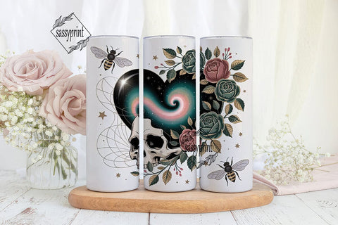 Celestial Skull & Roses Tumbler Wrap Sublimation sassyprint 