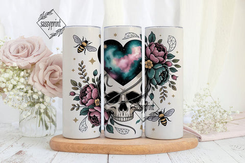 Celestial Skull & Roses Tumbler Wrap Sublimation sassyprint 