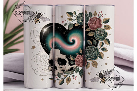 Celestial Skull & Roses Tumbler Wrap Sublimation sassyprint 