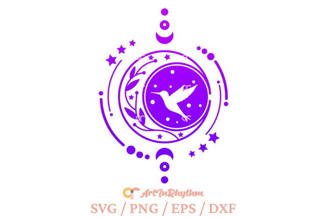 Celestial Sun and Moon svg, Hummingbird svg SVG Artinrhythm shop 