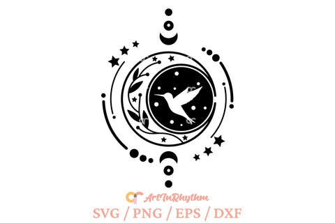 Celestial Sun and Moon svg, Hummingbird svg SVG Artinrhythm shop 