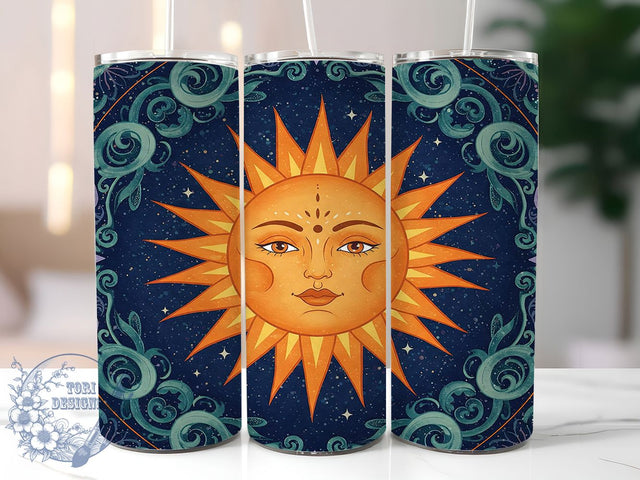 Celestial Sun Astrology 20oz Cosmic Tumbler, Celestial Tumbler, Sun Design, Astrology Art, 20oz Wrap, Cosmic Gift, Boho Decor, Sun Lover Gift Sublimation ToriDesigns 