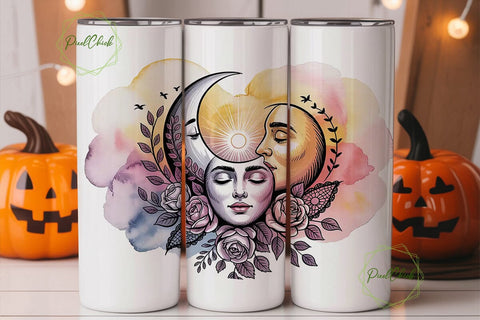 Celestial Sun & Moon 20oz Tumbler Design Sublimation PixelChick 