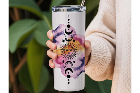 Celestial Sun & Moon 20oz Tumbler Wrap Sublimation DesignSVG 