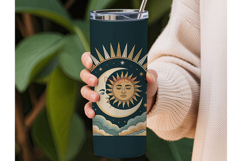 Celestial Sun & Moon 20oz Tumbler Wrap Sublimation DesignSVG 