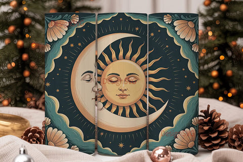 Celestial Sun & Moon 20oz Tumbler Wrap Sublimation DesignSVG 