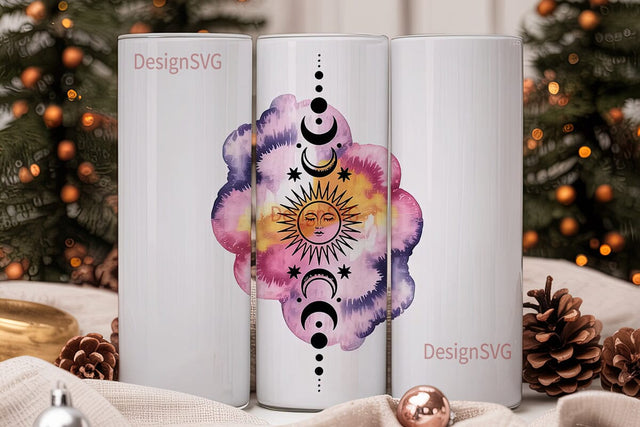 Celestial Sun & Moon 20oz Tumbler Wrap Sublimation DesignSVG 
