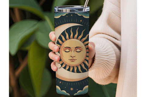 Celestial Sun & Moon 20oz Tumbler Wrap Sublimation DesignSVG 