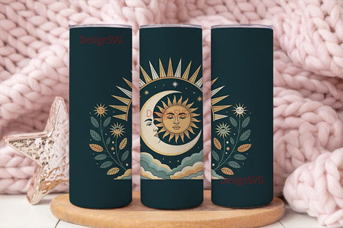 Celestial Sun & Moon 20oz Tumbler Wrap Sublimation DesignSVG 