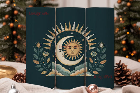 Celestial Sun & Moon 20oz Tumbler Wrap Sublimation DesignSVG 