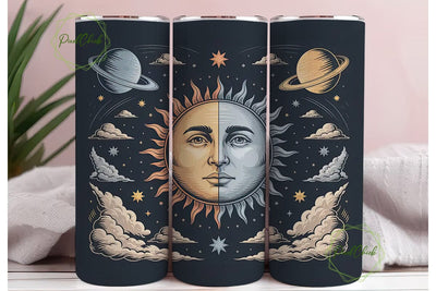 Celestial Sun & Moon 20oz Tumbler Wrap Sublimation PixelChick 