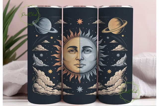 Celestial Sun & Moon 20oz Tumbler Wrap Sublimation PixelChick 