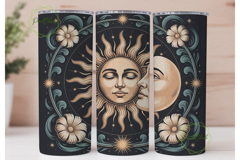 Celestial Sun & Moon 20oz Tumbler Wrap Sublimation PixelChick 