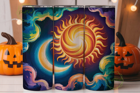 Celestial Sun & Moon 20oz Tumbler Wrap Sublimation PixelChick 