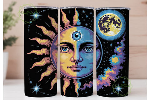 Celestial Sun & Moon 20oz Tumbler Wrap Sublimation PixelChick 