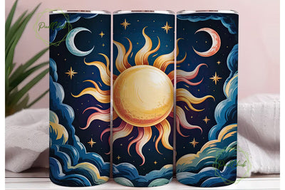 Celestial Sun & Moon 20oz Tumbler Wrap Sublimation PixelChick 
