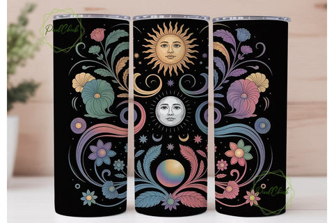 Celestial Sun & Moon 20oz Tumbler Wrap Sublimation PixelChick 