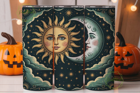 Celestial Sun & Moon 20oz Tumbler Wrap Sublimation PixelChick 
