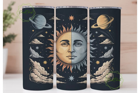 Celestial Sun & Moon 20oz Tumbler Wrap Sublimation PixelChick 