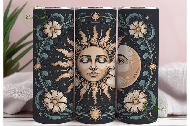 Celestial Sun & Moon 20oz Tumbler Wrap Sublimation PixelChick 