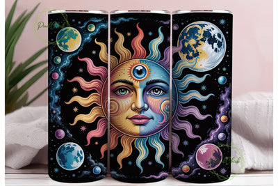 Celestial Sun & Moon 20oz Tumbler Wrap Sublimation PixelChick 