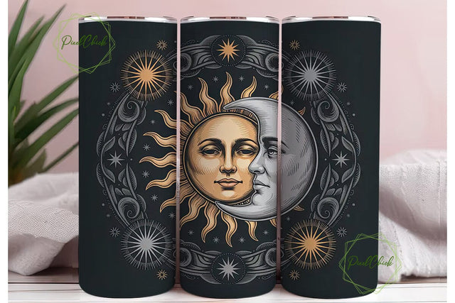 Celestial Sun & Moon 20oz Tumbler Wrap Sublimation PixelChick 