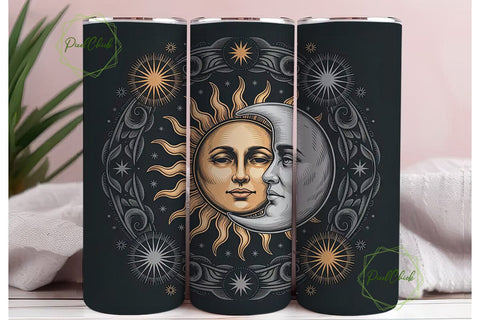 Celestial Sun & Moon 20oz Tumbler Wrap Sublimation PixelChick 