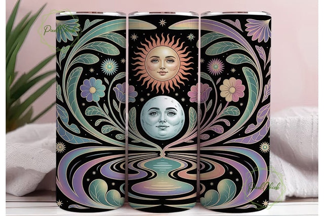 Celestial Sun & Moon 20oz Tumbler Wrap Sublimation PixelChick 