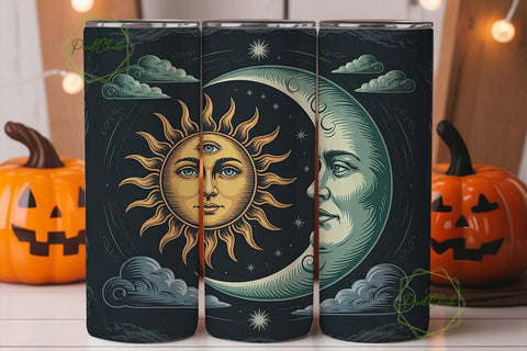 Celestial Sun & Moon 20oz Tumbler Wrap Sublimation PixelChick 
