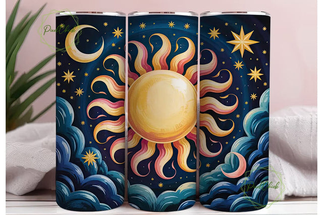 Celestial Sun & Moon 20oz Tumbler Wrap Sublimation PixelChick 