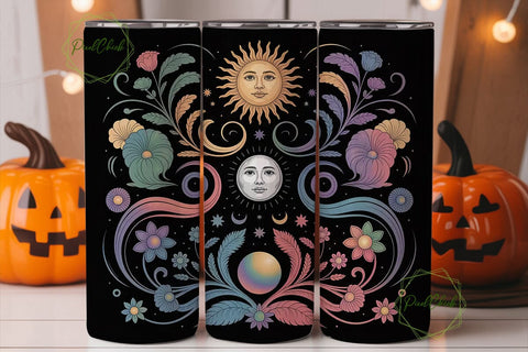 Celestial Sun & Moon 20oz Tumbler Wrap Sublimation PixelChick 