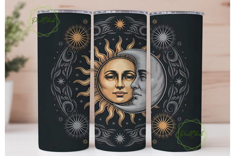 Celestial Sun & Moon 20oz Tumbler Wrap Sublimation PixelChick 