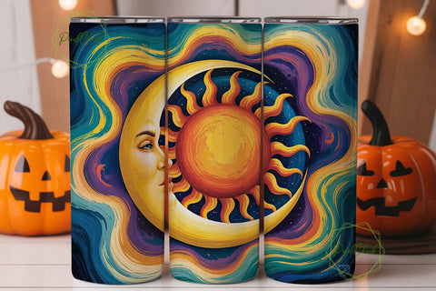 Celestial Sun & Moon 20oz Tumbler Wrap Sublimation PixelChick 