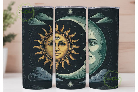 Celestial Sun & Moon 20oz Tumbler Wrap Sublimation PixelChick 