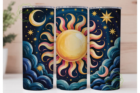 Celestial Sun & Moon 20oz Tumbler Wrap Sublimation PixelChick 