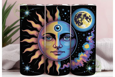 Celestial Sun & Moon 20oz Tumbler Wrap Sublimation PixelChick 