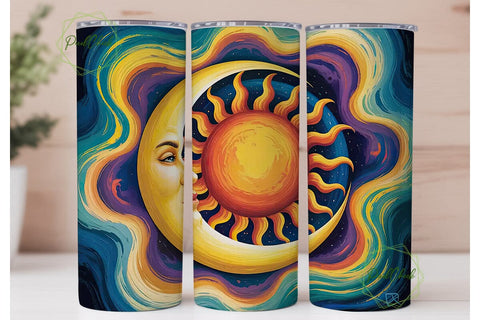 Celestial Sun & Moon 20oz Tumbler Wrap Sublimation PixelChick 
